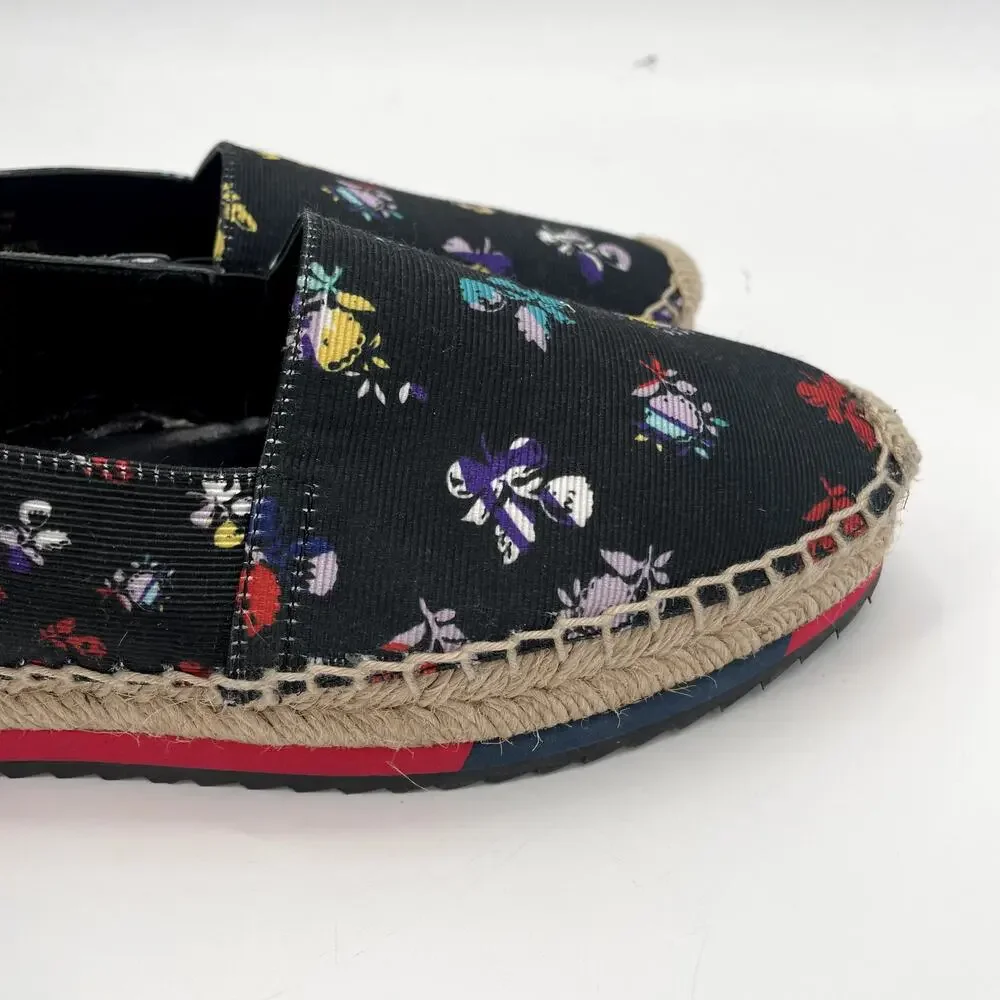 Diane Von Furstenberg Navy Floral Tulum Espadrille Flats // 7